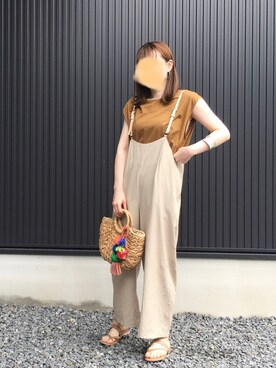 「Omekashi（オメカシ）のアイテム（オールインワン・サロペット）」を使った、リホカさん（レディース・161cm）の夏コーディネート