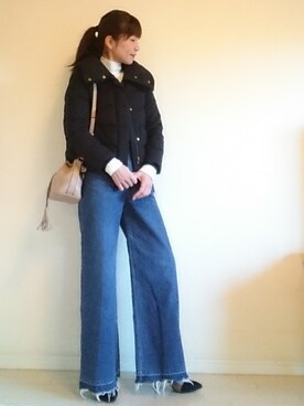 「FRAMeWORK（フレームワーク）のアイテム（ダウンジャケット/コート）」を使った、akaneさん（レディース・165cm）の冬コーディネート