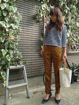 「Jewel Changes（ジュエルチェンジズ）のJC キャンバスパイピング 2WAY バッグ（ショルダーバッグ）」を使った、akaneさん（レディース・165cm）の夏コーディネート