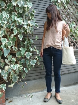 「Jewel Changes（ジュエルチェンジズ）のJC キャンバスパイピング 2WAY バッグ（ショルダーバッグ）」を使った、akaneさん（レディース・165cm）の夏コーディネート