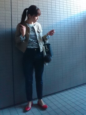 「JOURNAL STANDARD relume（ジャーナルスタンダード　レリューム）のアイテム（ノーカラージャケット）」を使った、akaneさん（レディース・165cm）の秋コーディネート
