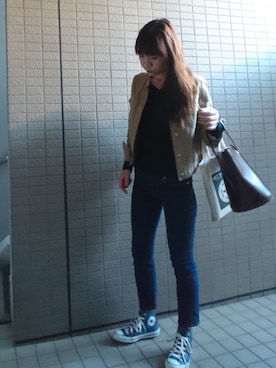 「JOURNAL STANDARD relume（ジャーナルスタンダード　レリューム）のアイテム（ノーカラージャケット）」を使った、akaneさん（レディース・165cm）の秋コーディネート