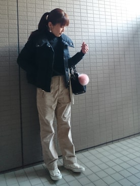 「FRAMeWORK（フレームワーク）のアイテム（ダウンジャケット/コート）」を使った、akaneさん（レディース・165cm）の秋コーディネート