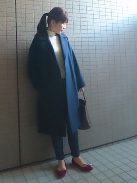 「A.P.C.」｜「アイテム（チェスターコート）」を使った、akaneさん（レディース・165cm）の秋コーディネート