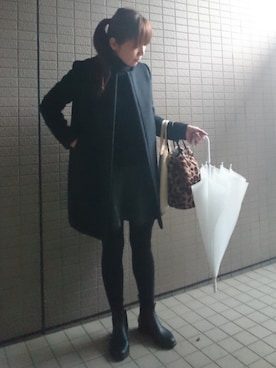 「巾着バッグ」｜「アイテム（レインシューズ）」を使った、akaneさん（レディース・165cm）の冬コーディネート