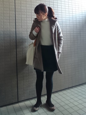 「Mila Owen」｜「アイテム（ムートンコート）」を使った、akaneさん（レディース・165cm）の冬コーディネート