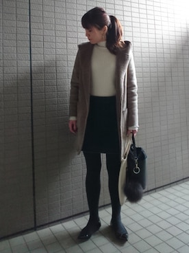「Mila Owen」｜「アイテム（ムートンコート）」を使った、akaneさん（レディース・165cm）の冬コーディネート