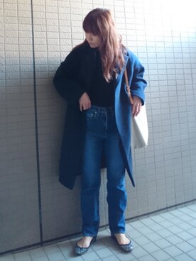 「スカラップ」｜「アイテム（チェスターコート）」を使った、akaneさん（レディース・165cm）の春コーディネート