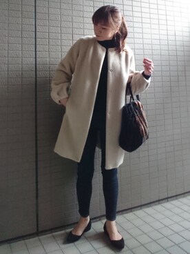 「Rouge vif（ルージュヴィフ）のアイテム（ノーカラージャケット）」を使った、akaneさん（レディース・165cm）の春コーディネート