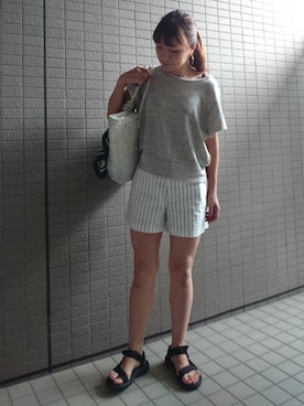 「スエット」｜「アイテム（サンダル）」を使った、akaneさん（レディース・165cm）の夏コーディネート