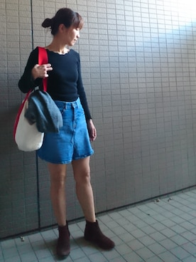 「スカラップ」｜「アイテム（ブーツ）」を使った、akaneさん（レディース・165cm）の秋コーディネート