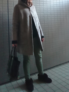 「ムートンブーツ」｜「アイテム（ムートンコート）」を使った、akaneさん（レディース・165cm）の冬コーディネート