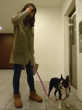 「ムートンブーツ」｜「アイテム（ムートンコート）」を使った、akaneさん（レディース・165cm）の冬コーディネート