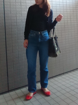 「クルーネック」｜「アイテム（バレエシューズ）」を使った、akaneさん（レディース・165cm）の春コーディネート