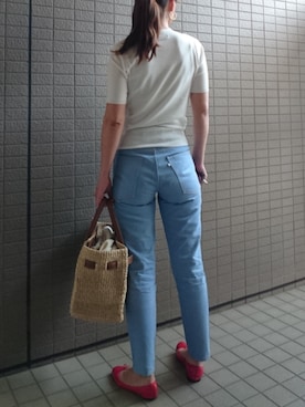 「クルーネック」｜「アイテム（バレエシューズ）」を使った、akaneさん（レディース・165cm）の春コーディネート
