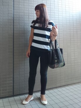 Orcival太ボーダーtシャツを使ったレディース人気ファッションコーディネート Wear