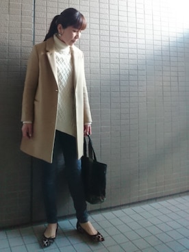「アシンメトリー」｜「アイテム（チェスターコート）」を使った、akaneさん（レディース・165cm）の冬コーディネート