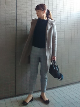 「スキニー」｜「アイテム（ムートンコート）」を使った、akaneさん（レディース・165cm）の冬コーディネート