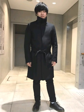 「GU（ジーユー）の（GU）スキニーフィットジーンズ（MEN ⁄ ジーンズ）」を使った、Smithさん（メンズ・166cm）の冬コーディネート