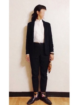 「仕事着」｜「アイテム（財布/小物）」を使った、Fcaさん（レディース・166cm）の冬コーディネート