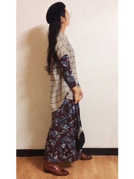 「仕事着」｜「アイテム（ハンチング/ベレー帽）」を使った、Fcaさん（レディース・166cm）の冬コーディネート