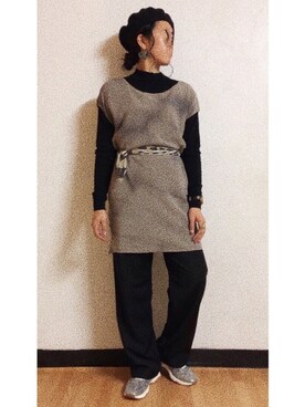 「仕事着」｜「アイテム（ハンチング/ベレー帽）」を使った、Fcaさん（レディース・166cm）の冬コーディネート