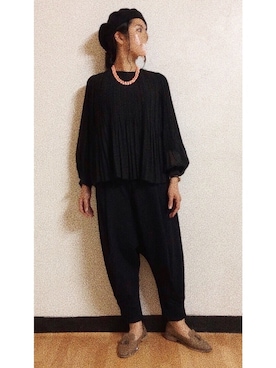 「仕事着」｜「アイテム（ハンチング/ベレー帽）」を使った、Fcaさん（レディース・166cm）の春コーディネート