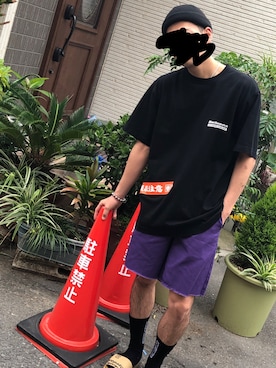 「BlackEyePatch（ブラックアイパッチ）のアイテム（サンダル）」を使った、もこうさん（メンズ・178cm）の夏コーディネート