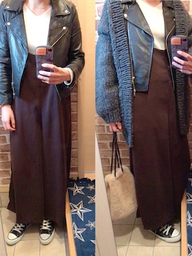 「服バカ」｜「アイテム（オールインワン・サロペット）」を使った、azuuuさん（レディース・160cm）の冬コーディネート