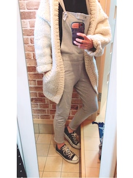 「服バカ」｜「アイテム（オールインワン・サロペット）」を使った、azuuuさん（レディース・160cm）の冬コーディネート