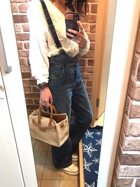 「Lepidos（レピドス）のアイテム（オールインワン・サロペット）」を使った、azuuuさん（レディース・160cm）の春コーディネート