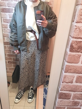 「アイラブCONVERSE」｜「アイテム（MA-1）」を使った、azuuuさん（レディース・160cm）の冬コーディネート