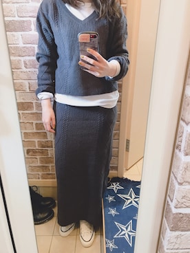 「ニットアップ」｜「アイテム（セットアップ）」を使った、azuuuさん（レディース・160cm）の春コーディネート