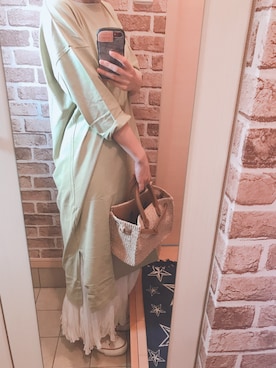 「SEA（シー）のカゴバッグS（かごバッグ）」を使った、azuuuさん（レディース・160cm）の春コーディネート