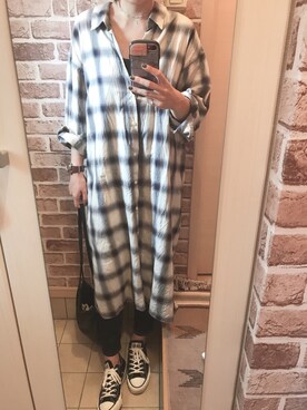 「SLOBE citron.（スローブシトロン）のアイテム（シャツワンピース）」を使った、azuuuさん（レディース・160cm）の夏コーディネート
