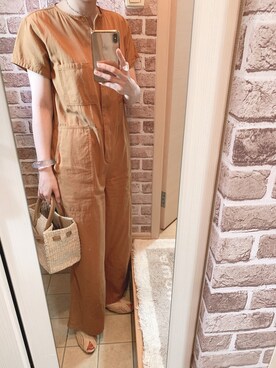 「アイテム（つなぎ/オールインワン、オレンジ系）」を使った、azuuuさん（レディース・160cm）の夏コーディネート