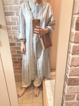 「TODAYFUL（トゥデイフル）のアイテム（シャツワンピース）」を使った、azuuuさん（レディース・160cm）の夏コーディネート