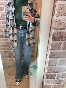 「UNIQLO（ユニクロ）のエクストラファインメリノリブタートルネックセーター（長袖）（ニット/セーター）」を使った、azuuuさん（レディース・160cm）の冬コーディネート