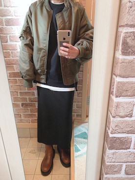 「Ungrid（アングリッド）のアイテム（MA-1）」を使った、azuuuさん（レディース・160cm）の冬コーディネート