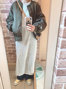 「Ungrid（アングリッド）のアイテム（MA-1）」を使った、azuuuさん（レディース・160cm）の冬コーディネート