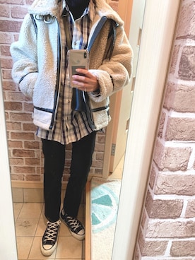 「Ungrid（アングリッド）のアイテム（ムートンコート）」を使った、azuuuさん（レディース・160cm）の冬コーディネート