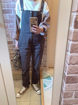 「TODAYFUL（トゥデイフル）のアイテム（サロペット/オーバーオール）」を使った、azuuuさん（レディース・160cm）の春コーディネート