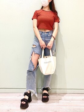 「FIG&VIPER（フィグアンドバイパー）のアイテム（トートバッグ）」を使った、FIG&VIPER_WAKANOさん（レディース・157cm）の夏コーディネート