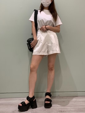 「FIG&VIPER（フィグアンドバイパー）のROMANCE T（Tシャツ/カットソー、ホワイト系）」を使った、FIG&VIPER_WAKANOさん（レディース・157cm）の夏コーディネート