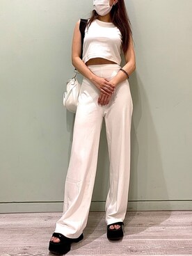 「FIG&VIPER（フィグアンドバイパー）の2WAY FレザーショルダーBAG（ショルダーバッグ、ホワイト系）」を使った、FIG&VIPER_WAKANOさん（レディース・157cm）の夏コーディネート