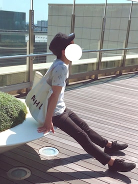 「ワークキャップ」｜「アイテム（その他シューズ）」を使った、みっち~さん（メンズ・165cm）の春コーディネート