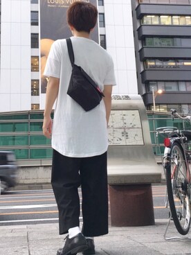 「Manhattan Portage」｜「アイテム（スラックス）」を使った、みっち~さん（メンズ・165cm）の夏コーディネート