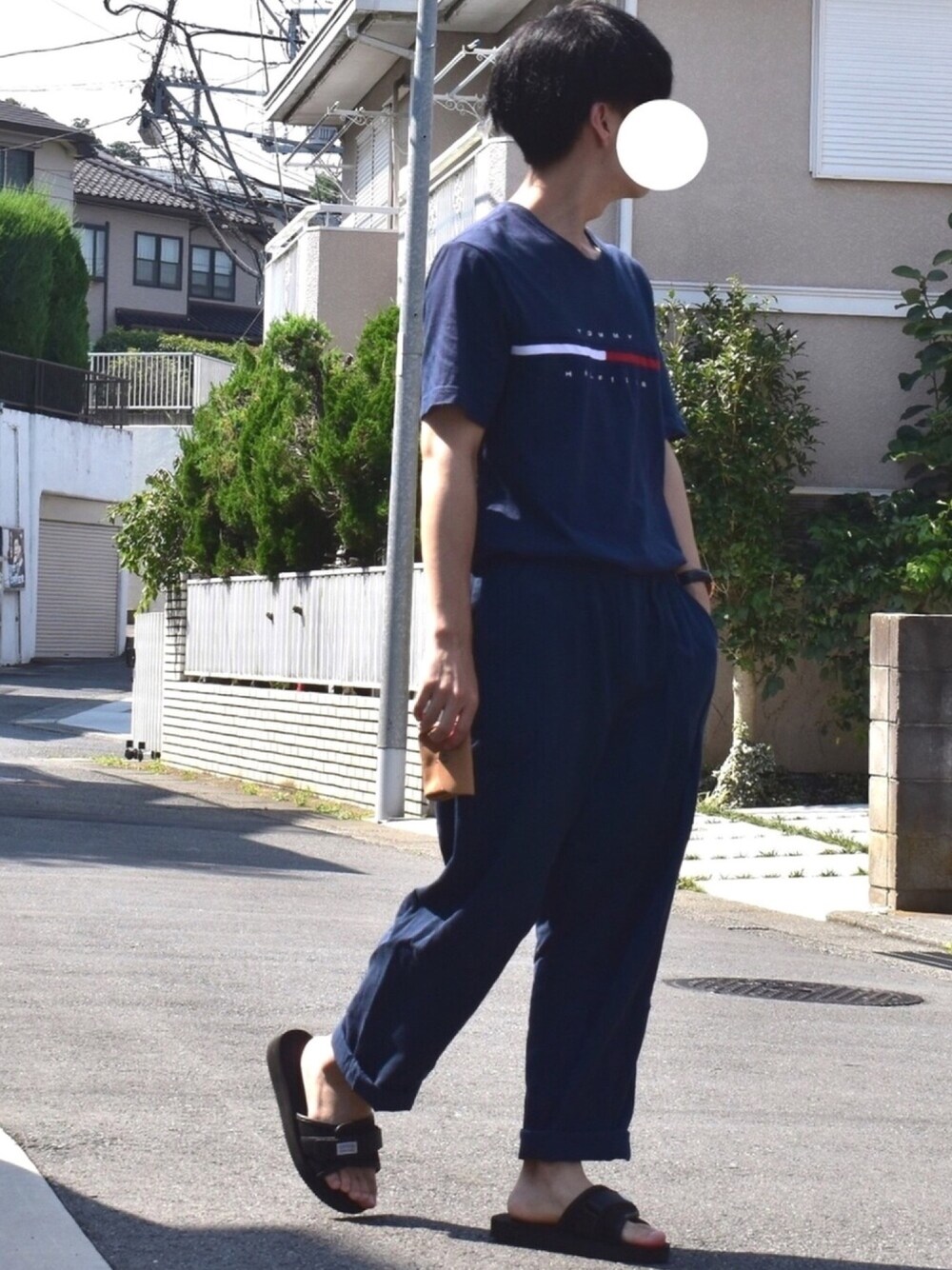 「TOMMY HILFIGER、ハイブランド、古着、used、suicoke、サンダル、マッシュ、ダニエルウェリントン、イルビゾンテ、ゆるコーデ」｜「Instagram🐑のアイテム（その他、その他）」を使った、みっち~さん（メンズ・166cm）の夏コーディネートの1枚目の写真