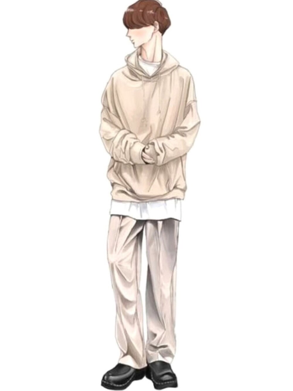 「シンプルコーデ、おしゃれさんと繋がりたい、イラスト、イラストレーター、YACA、トロエントープ、ベージュコーデ、ワントーンコーデ、レイヤードスタイル、パーカー」｜「Instagramのアイテム（その他、その他）」を使った、みっち~さん（メンズ・166cm）の夏コーディネートの1枚目の写真