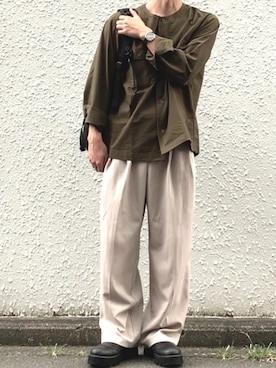 「秋のカフェオレコーデ」｜「アイテム（スリッポン）」を使った、みっち~さん（メンズ・166cm）の秋コーディネート